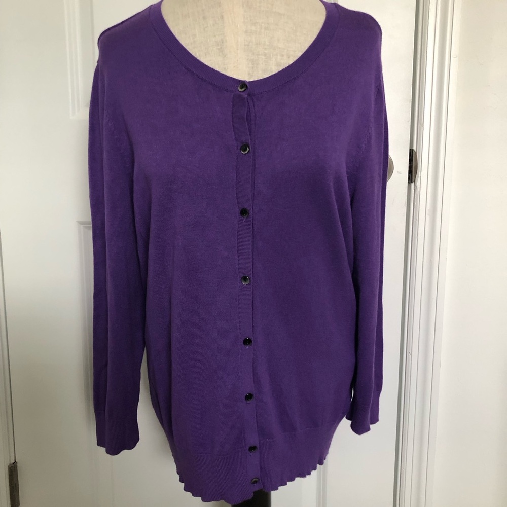 Halogen Purple Button Front Cardigan - image 3
